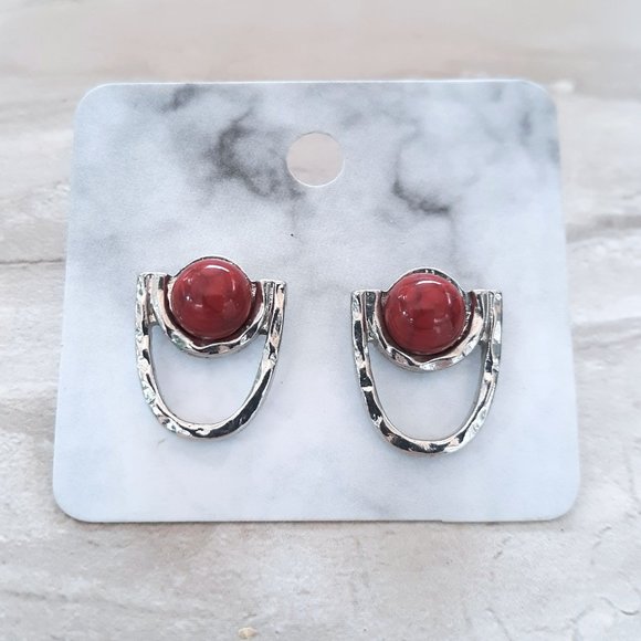 Jewelry - Red Jasper Gemstone Stud Earrings